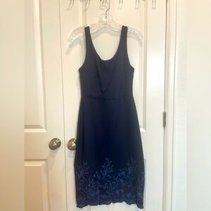 Vintage Navy Blue Betsey Johnson Embroidered Dress